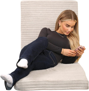 Crescent Textile Z Bed Futon Mattress Foldable Kids chair & Great for Sleepover Bed, Adult Footstool Pouffe for Bedroom, Living Room, Playroom Soft & Comfy Futon Set DOUBLE