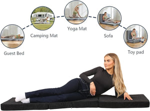 Crescent Textile Z Bed Futon Mattress Foldable Kids chair & Great for Sleepover Bed, Adult Footstool Pouffe for Bedroom, Living Room, Playroom Soft & Comfy Futon Set DOUBLE