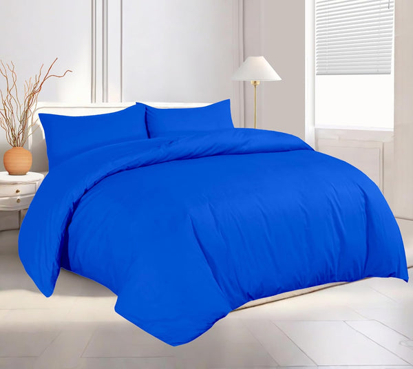 Percale Quilt Cover Set with Pillowcase - Plain Cotton Duvet Bedding for All Season