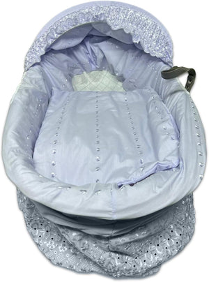 Broderie Anglaise Designer Spare Replacement Moses Basket Dressing Cover Bedding Set & Adjustable Hood, Padded Liner, Body Surround Basket Cover Only