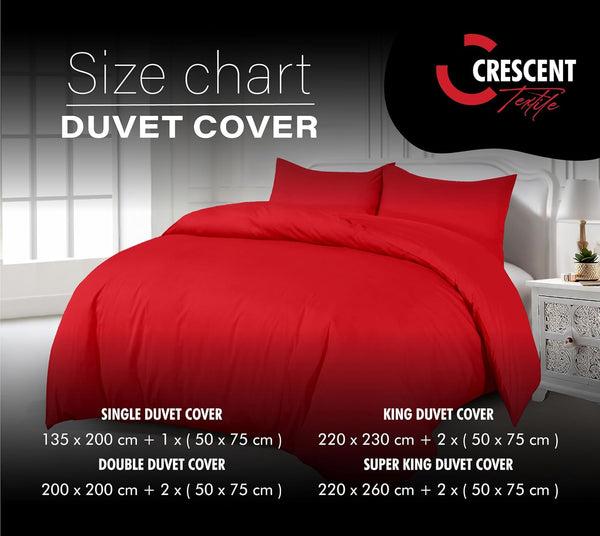 Percale Quilt Cover Set with Pillowcase - Plain Cotton Duvet Bedding for All Season