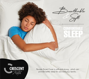 Percale Quilt Cover Set with Pillowcase - Plain Cotton Duvet Bedding for All Season