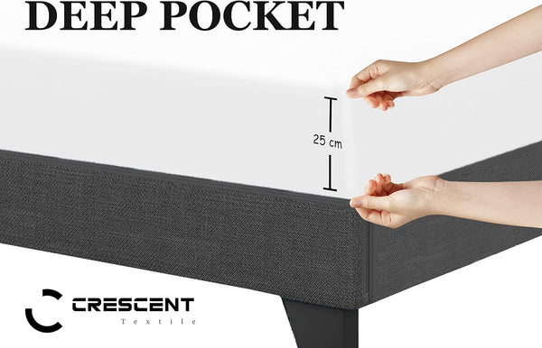 200TC 100% Egyptian Cotton Deep Fitted Sheets – Hotel Quality, Soft & Breathable, Stretches Up to 25cm Deep