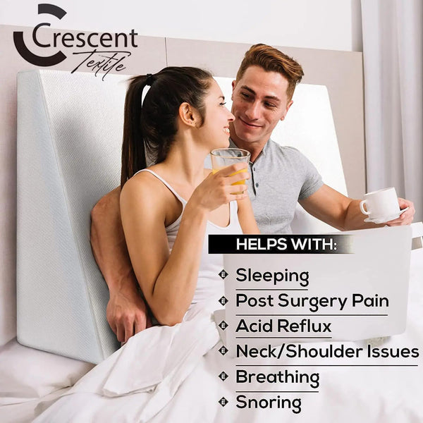 Crescent Textile Bed Wedge Pillows Elevated Cushion for Bed Triangle Wedge Pillow for Back and Legs Support, Back Pain, Leg Pain, Pregnancy, Neck and Shoulder Joint Pain Cushions (20" X 18" X 11")