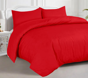 Percale Quilt Cover Set with Pillowcase - Plain Cotton Duvet Bedding for All Season