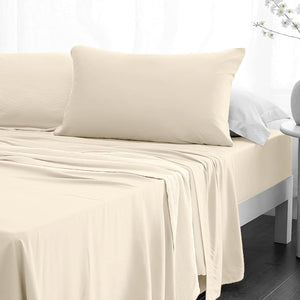 Premium 100% Egyptian Cotton Sheet Set – 200 Thread Count, Easy Care Bedding Set Includes Fitted Sheet + Flat Sheets & Pillowcases