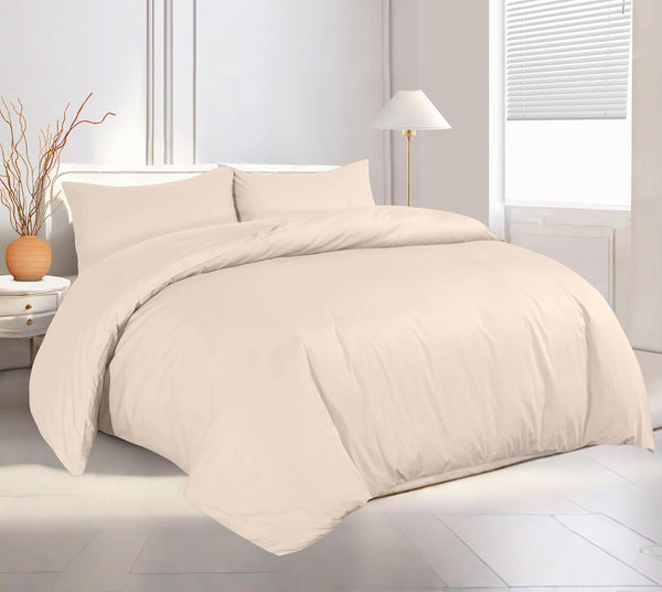 Percale Quilt Cover Set with Pillowcase - Plain Cotton Duvet Bedding for All Season