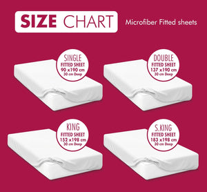 Microfibre Fitted Sheet 30cm Deep Pocket Bed Sheet Soft Brushed Microfibre Fabric Shrinkage and Fade Resistant Easy Care Bottom Bed Fitted Sheet