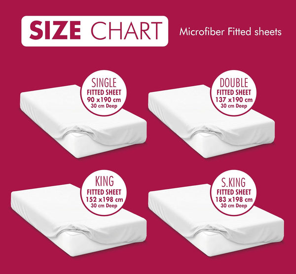 Microfibre Fitted Sheet 30cm Deep Pocket Bed Sheet Soft Brushed Microfibre Fabric Shrinkage and Fade Resistant Easy Care Bottom Bed Fitted Sheet