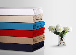 Premium 100% Egyptian Cotton Sheet Set – 200 Thread Count, Easy Care Bedding Set Includes Fitted Sheet + Flat Sheets & Pillowcases