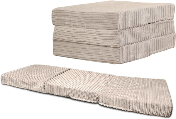 Crescent Textile Z Bed Futon Mattress Foldable Kids chair & Great for Sleepover Bed, Adult Footstool Pouffe for Bedroom, Living Room, Playroom Soft & Comfy Futon Set DOUBLE