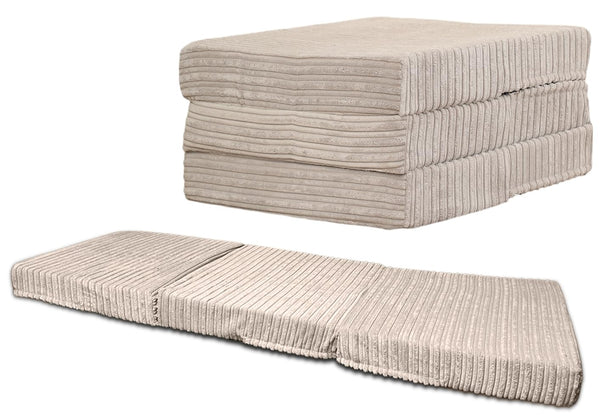 Crescent Textile Z Bed Futon Mattress Foldable Kids chair & Great for Sleepover Bed, Adult Footstool Pouffe for Bedroom, Living Room, Playroom Soft & Comfy Futon Set DOUBLE