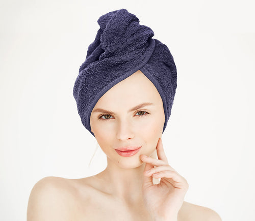 Crescent Textile 100% Pure Cotton Super Absorbent Luxury Hair Turban Towel Soft Quick Dry Bath Towel Wrap - Soft Hair Drying Towel