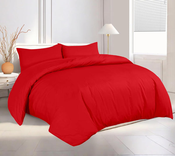 Percale Quilt Cover Set with Pillowcase - Plain Cotton Duvet Bedding for All Season
