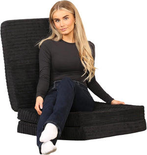 Crescent Textile Z Bed Futon Mattress Foldable Kids chair & Great for Sleepover Bed, Adult Footstool Pouffe for Bedroom, Living Room, Playroom Soft & Comfy Futon Set DOUBLE