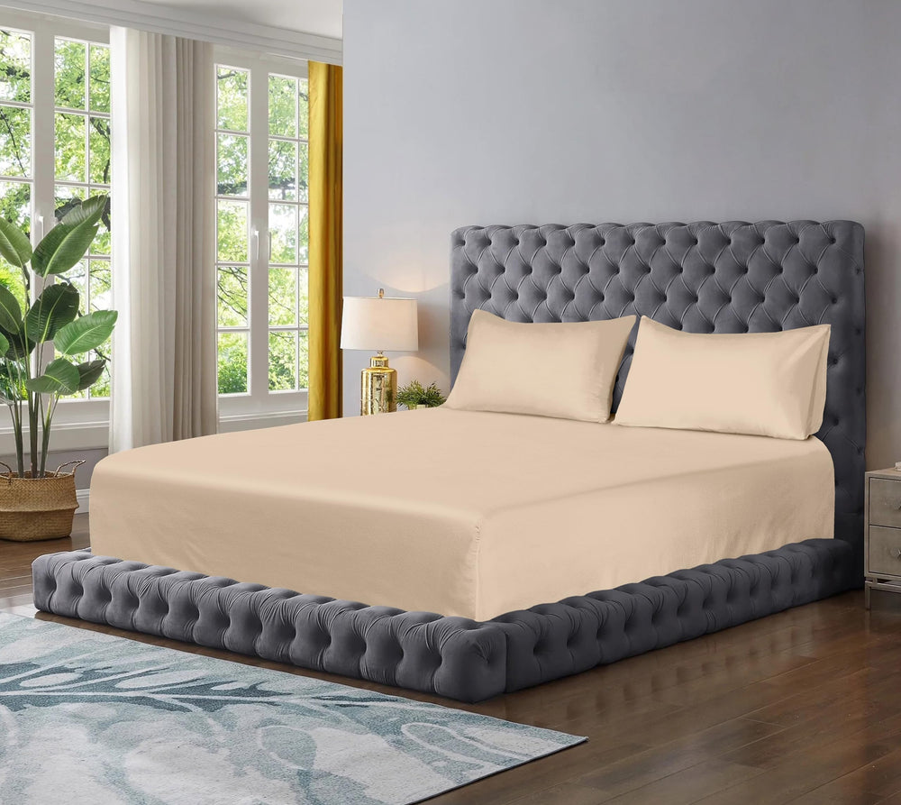 Fitted Sheet 40cm Deep Pocket Bed Sheet Soft Brushed Microfibre Fabric Shrinkage and Fade Resistant Easy Care Bottom Fitted Sheet Bedding