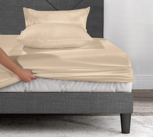 Fitted Sheet 40cm Deep Pocket Bed Sheet Soft Brushed Microfibre Fabric Shrinkage and Fade Resistant Easy Care Bottom Fitted Sheet Bedding
