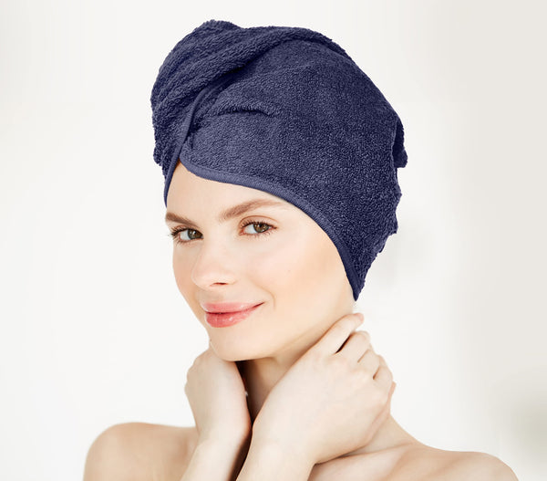 Crescent Textile 100% Pure Cotton Super Absorbent Luxury Hair Turban Towel Soft Quick Dry Bath Towel Wrap - Soft Hair Drying Towel