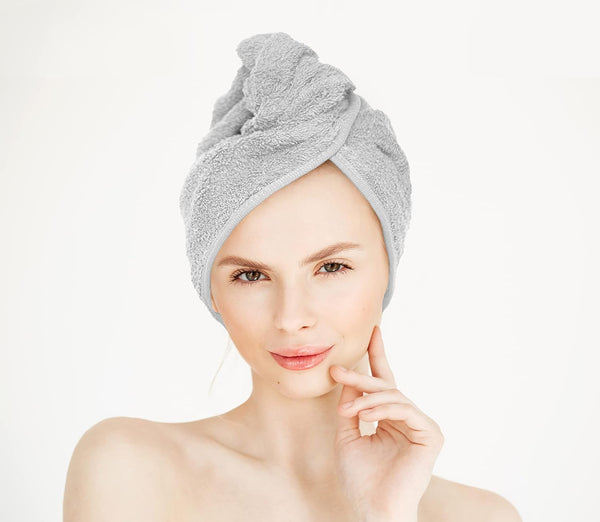 Crescent Textile 100% Pure Cotton Super Absorbent Luxury Hair Turban Towel Soft Quick Dry Bath Towel Wrap - Soft Hair Drying Towel