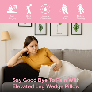 Leg Elevation Wedge Pillow with High Grade Foam Orthopedic Support for Sleeping, Swelling, Sciatica, Back & Knee Pain Relief, Rest Pillow Washable Cover 60x50x15cm