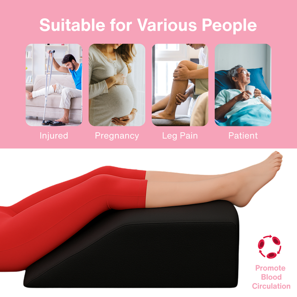Leg Elevation Wedge Pillow with High Grade Foam Orthopedic Support for Sleeping, Swelling, Sciatica, Back & Knee Pain Relief, Rest Pillow Washable Cover 60x50x15cm