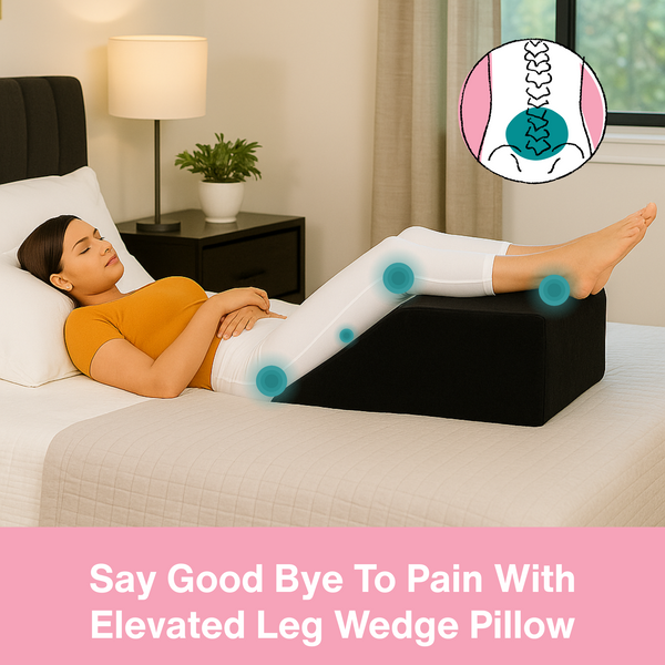 Leg Elevation Wedge Pillow with High Grade Foam Orthopedic Support for Sleeping, Swelling, Sciatica, Back & Knee Pain Relief, Rest Pillow Washable Cover 60x50x15cm