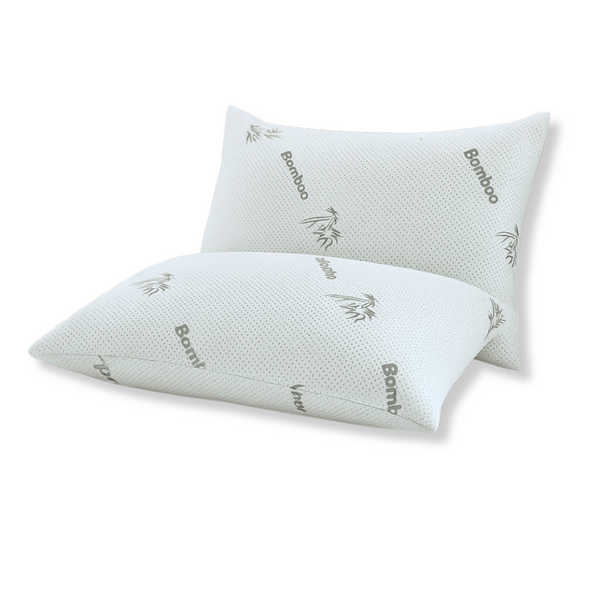 2 Pack Bamboo Bed Pillows – Hollowfiber Filling, Neck Support for Side, Back & Stomach Sleepers – Pain Relief Body Pillows with Removable Washable Covers