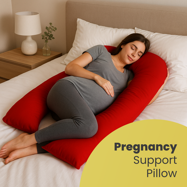 100% Pure Cotton Case 9ft Long Luxurious U-Shaped Pregnant Body Pillows Filled With Hollowfiber – Comfortable Sleeping Maternity Pillows For Back And Belly Support