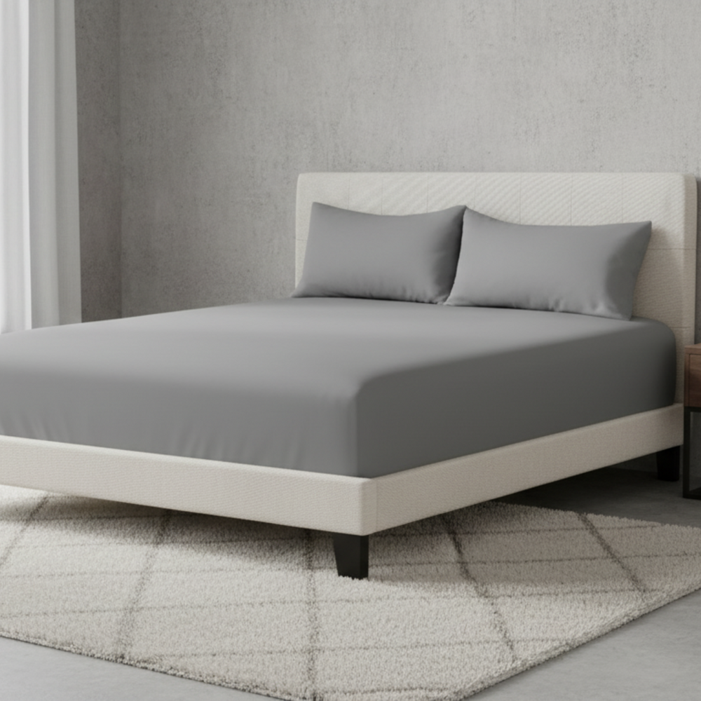 300 Thread Count Egyptian Cotton Fitted Sheet 30 CM/12 Inch Extra Deep Pocket, Hotel Quality Cotton Soft, Fade & Wrinkle Resistant Fitted Bed Sheets