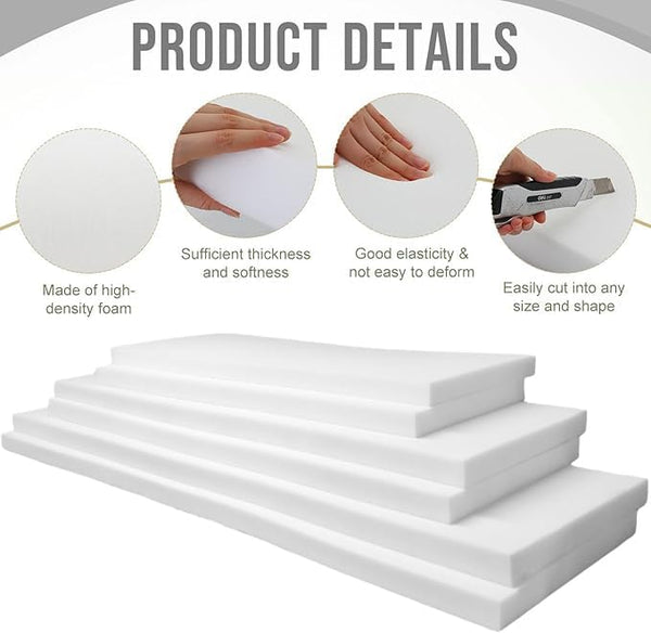 Cut to Any Size Upholstery Firm Foam Sheet Premium Quality for All type Cushioning Bench, Stool, Window Seat Pads, Sofa, Dinning Chair Pads Replacement Pet Bed