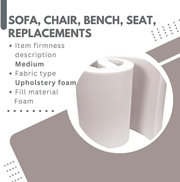 Cut to Any Size Upholstery Firm Foam Sheet Premium Quality for All type Cushioning Bench, Stool, Window Seat Pads, Sofa, Dinning Chair Pads Replacement Pet Bed