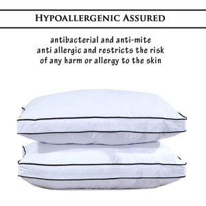 Crescent Textile 800 Thread Count 100% Pure Cotton Premium Quality Cover 1100 Gram Double Piping Edges Guest Pillow Pair Pack Filled with Virgin Hollowfiber