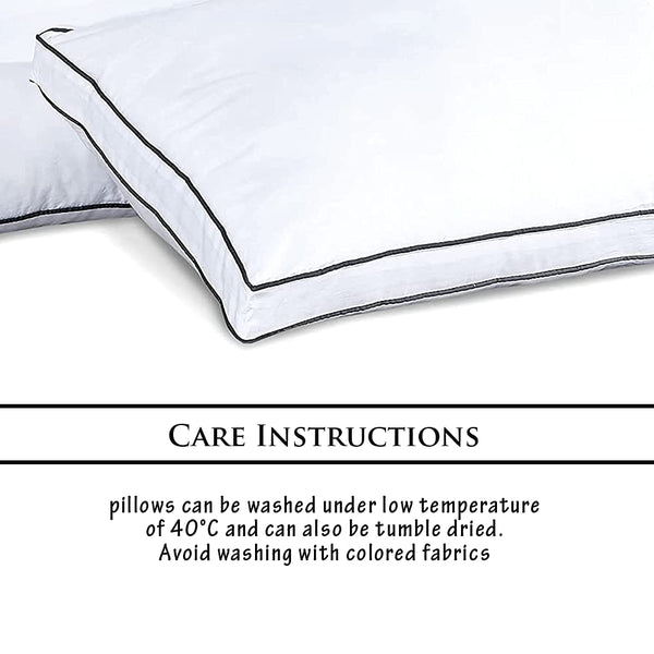 Crescent Textile 800 Thread Count 100% Pure Cotton Premium Quality Cover 1100 Gram Double Piping Edges Guest Pillow Pair Pack Filled with Virgin Hollowfiber