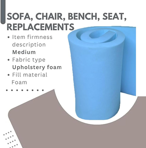 High Density Upholstery Firm Foam Sheet Premium Quality Cut to Any Size for All type Cushioning Bench, Stool, Window Seat Pads, Sofa, Chair Pads Replacement Pet Bed