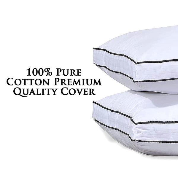 Crescent Textile 800 Thread Count 100% Pure Cotton Premium Quality Cover 1100 Gram Double Piping Edges Guest Pillow Pair Pack Filled with Virgin Hollowfiber