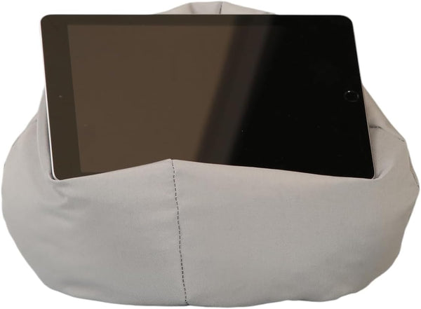 Crescent Textile iPad, eReader & Book Mini Bean Bag Cushion Holder for All Devices & Any Angle on Any Surface Soft Pillow Lap Stand, Handy Side Pocket Portable Bean Bag