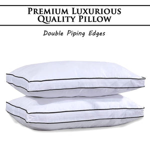 Crescent Textile 800 Thread Count 100% Pure Cotton Premium Quality Cover 1100 Gram Double Piping Edges Guest Pillow Pair Pack Filled with Virgin Hollowfiber
