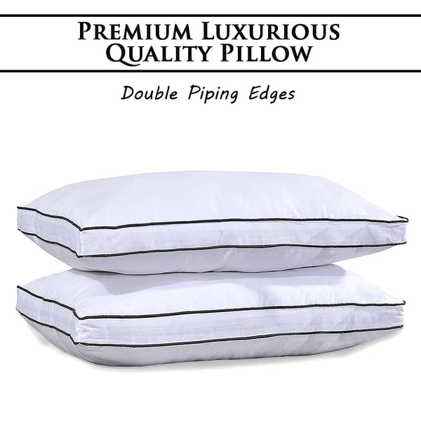 Crescent Textile 800 Thread Count 100% Pure Cotton Premium Quality Cover 1100 Gram Double Piping Edges Guest Pillow Pair Pack Filled with Virgin Hollowfiber