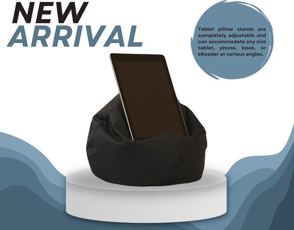 Crescent Textile iPad, eReader & Book Mini Bean Bag Cushion Holder for All Devices & Any Angle on Any Surface Soft Pillow Lap Stand, Handy Side Pocket Portable Bean Bag