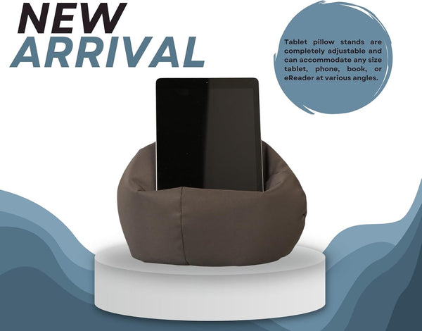 Crescent Textile iPad, eReader & Book Mini Bean Bag Cushion Holder for All Devices & Any Angle on Any Surface Soft Pillow Lap Stand, Handy Side Pocket Portable Bean Bag