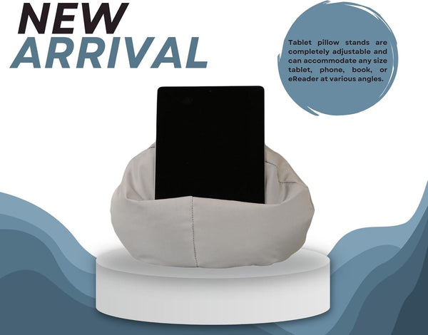Crescent Textile iPad, eReader & Book Mini Bean Bag Cushion Holder for All Devices & Any Angle on Any Surface Soft Pillow Lap Stand, Handy Side Pocket Portable Bean Bag