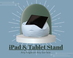 Crescent Textile iPad, eReader & Book Mini Bean Bag Cushion Holder for All Devices & Any Angle on Any Surface Soft Pillow Lap Stand, Handy Side Pocket Portable Bean Bag