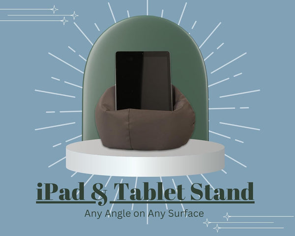 Crescent Textile iPad, eReader & Book Mini Bean Bag Cushion Holder for All Devices & Any Angle on Any Surface Soft Pillow Lap Stand, Handy Side Pocket Portable Bean Bag
