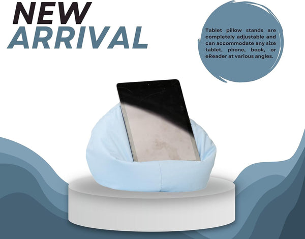 Crescent Textile iPad, eReader & Book Mini Bean Bag Cushion Holder for All Devices & Any Angle on Any Surface Soft Pillow Lap Stand, Handy Side Pocket Portable Bean Bag