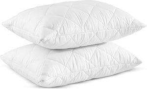Crescent Textile 2 Pack Premium Quilted Pillow Hollowfiber Filling Bounce to Back Pillow Down Alternative Bed and Side Sleeper Pillow Hypoallergenic, Standard Size Hotel-Quality (2 Pillows)