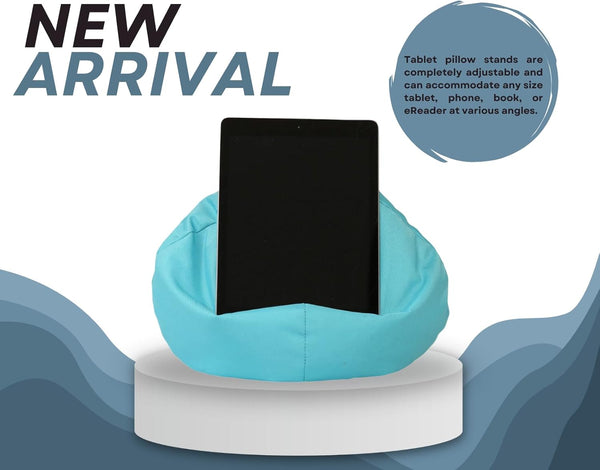 Crescent Textile iPad, eReader & Book Mini Bean Bag Cushion Holder for All Devices & Any Angle on Any Surface Soft Pillow Lap Stand, Handy Side Pocket Portable Bean Bag