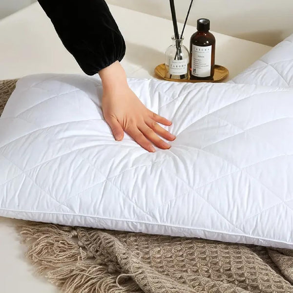 Crescent Textile 2 Pack Premium Quilted Pillow Hollowfiber Filling Bounce to Back Pillow Down Alternative Bed and Side Sleeper Pillow Hypoallergenic, Standard Size Hotel-Quality (2 Pillows)