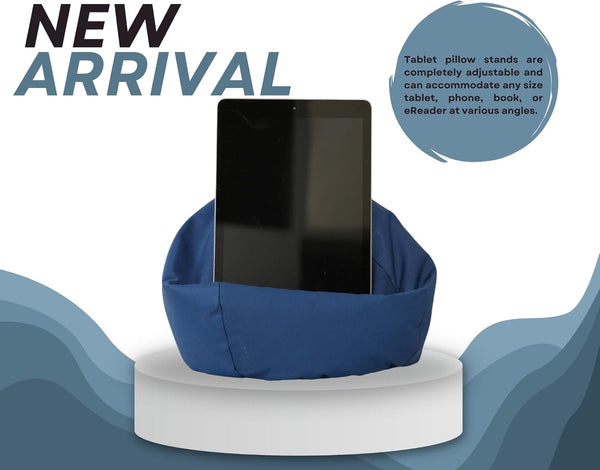 Crescent Textile iPad, eReader & Book Mini Bean Bag Cushion Holder for All Devices & Any Angle on Any Surface Soft Pillow Lap Stand, Handy Side Pocket Portable Bean Bag