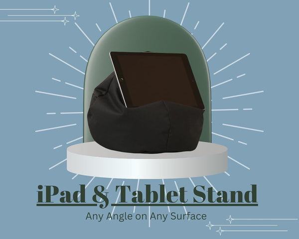Crescent Textile iPad, eReader & Book Mini Bean Bag Cushion Holder for All Devices & Any Angle on Any Surface Soft Pillow Lap Stand, Handy Side Pocket Portable Bean Bag
