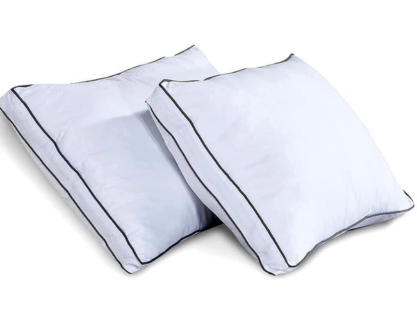 Crescent Textile 800 Thread Count 100% Pure Cotton Premium Quality Cover 1100 Gram Double Piping Edges Guest Pillow Pair Pack Filled with Virgin Hollowfiber